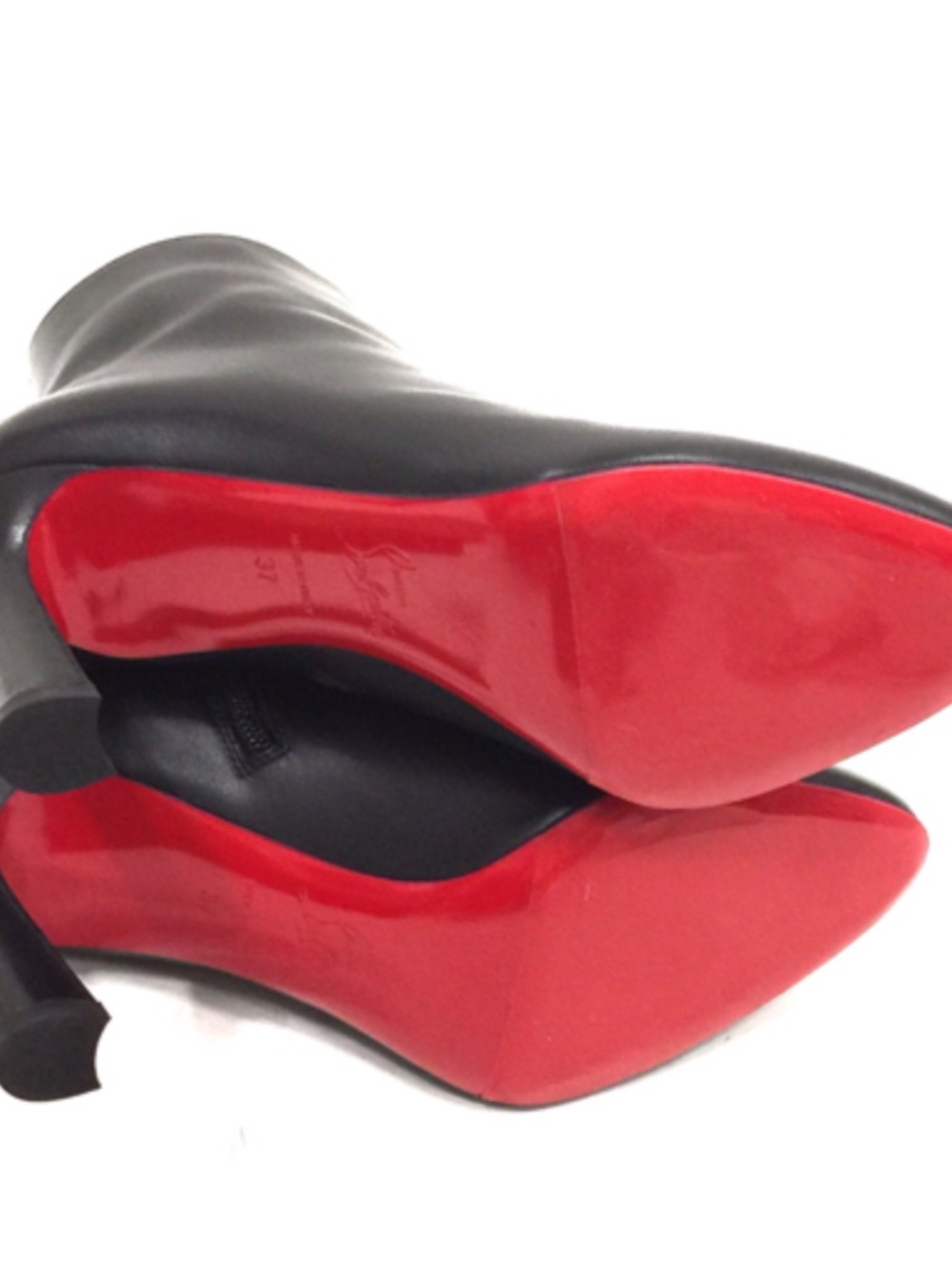 Christian Louboutin So Eleonor 85 Black Leather Ankle Boots Size 37 Italy - Picture 7 of 13